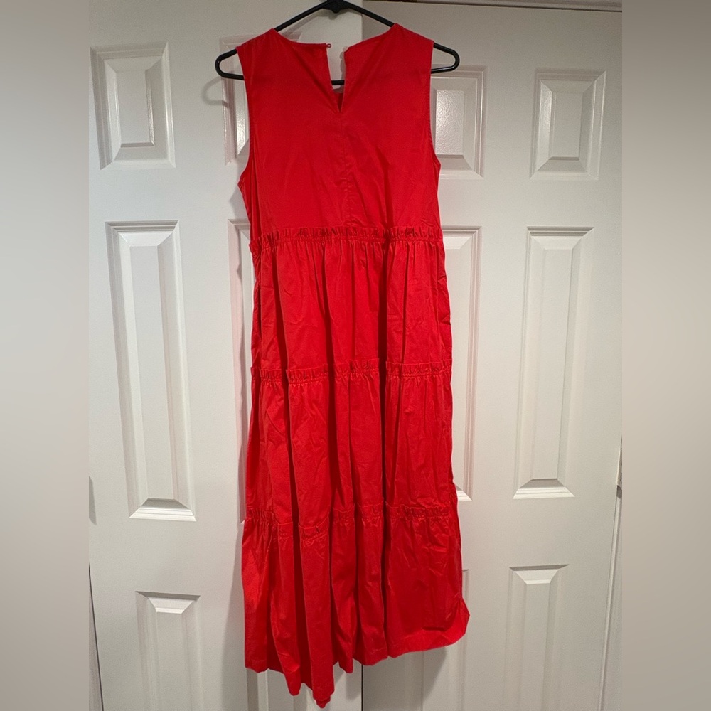 JCrew Tiered Red Midi Dress NWOT Size 2 - Picture 3 of 4